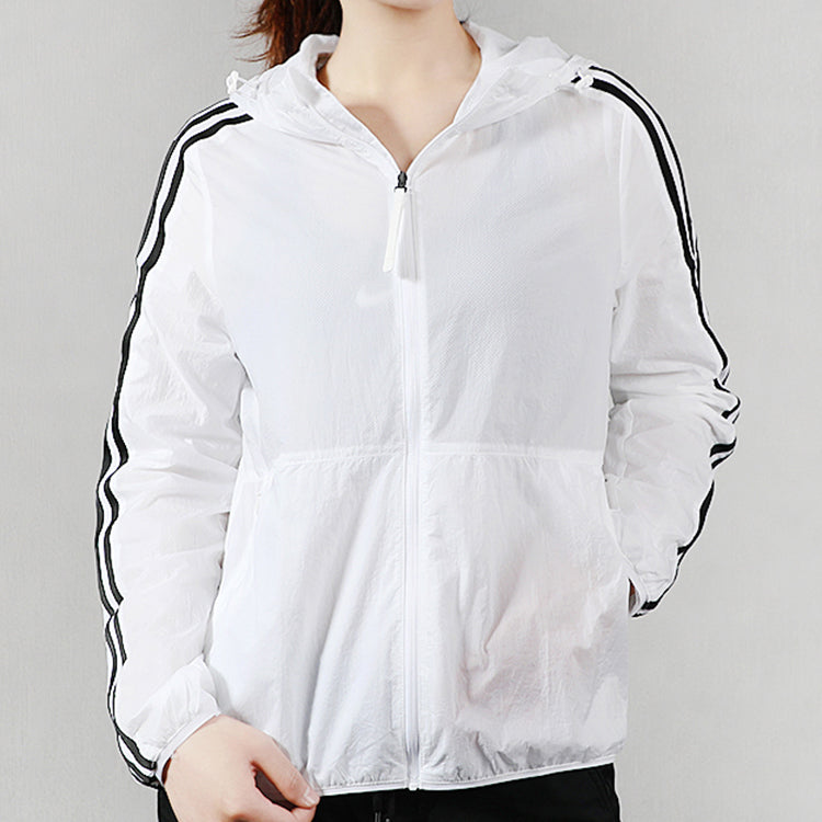 (WMNS) adidas Hooded Windbreaker Jacket White EH3908