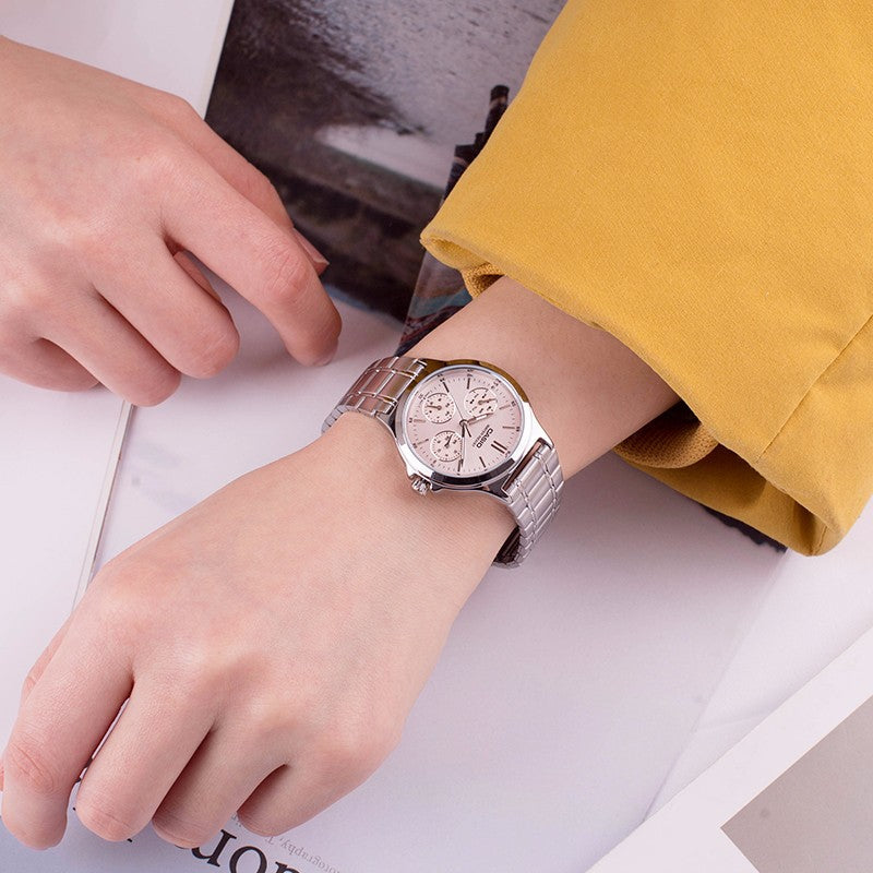 CASIO Waterproof Stainless Steel Strap Quartz Pink Analog LTP-V300D-4A