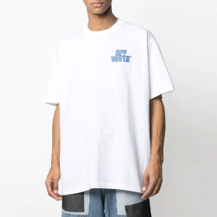Off-White SS21 Logo Printing Pullover Short Sleeve Loose Fit White OMAA038R21JER0040140