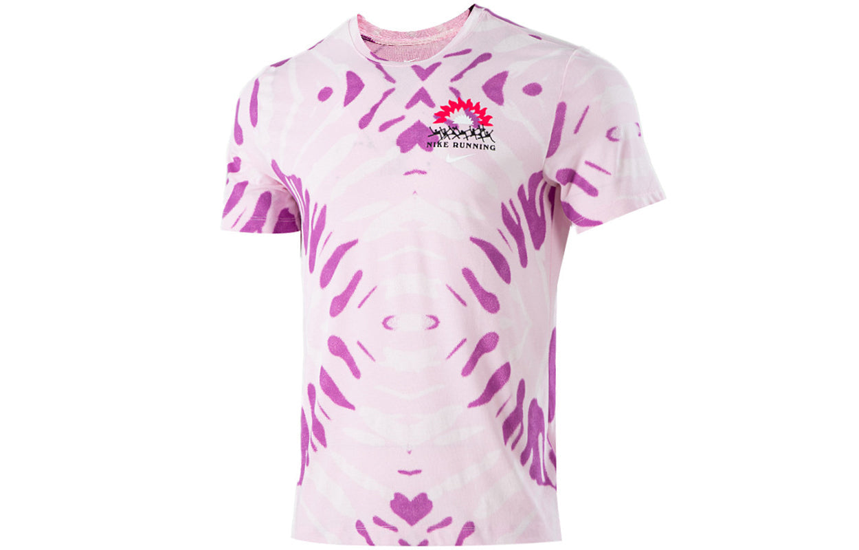 Nike Tie Dye Printing Sports Round Neck Short Sleeve Pink CZ9892-663