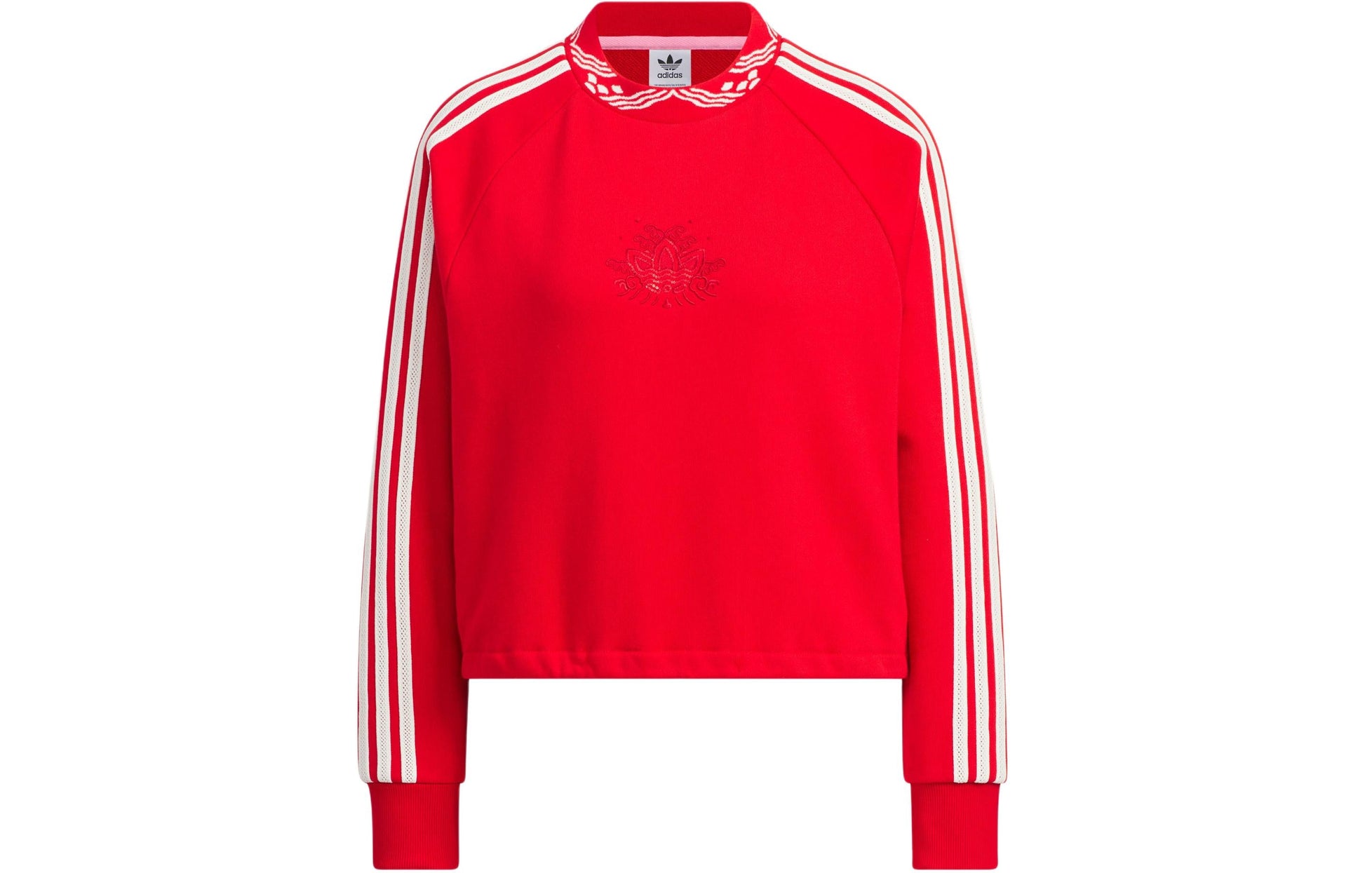 (WMNS) adidas Originals Jacquard Rib Crewneck Sweatshirt Asia Sizing 'Red' IX4228