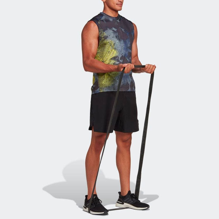 Men's adidas Colorblock Full Print Round Neck Sports Gray Vest HD3554