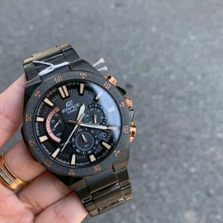 CASIO Quartz EDIFICE Stainless Steel Strap Mens BlackGold Analog EFR-563DC-1A
