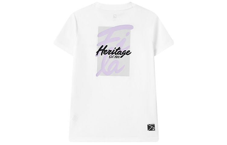 (WMNS) FILA Alphabet Printing Sports Short Sleeve White A11W123103F-WT