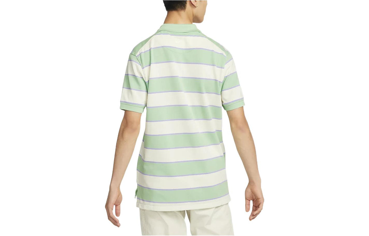 Nike Contrasting Colors Stripe Short Sleeve Green Polo Shirt DH0901-308