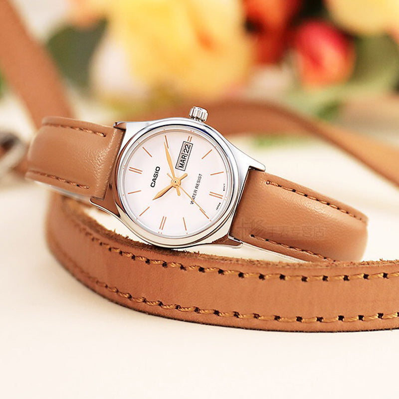 CASIO Quartz Waterproof White Analog LTP-V006L-7B2