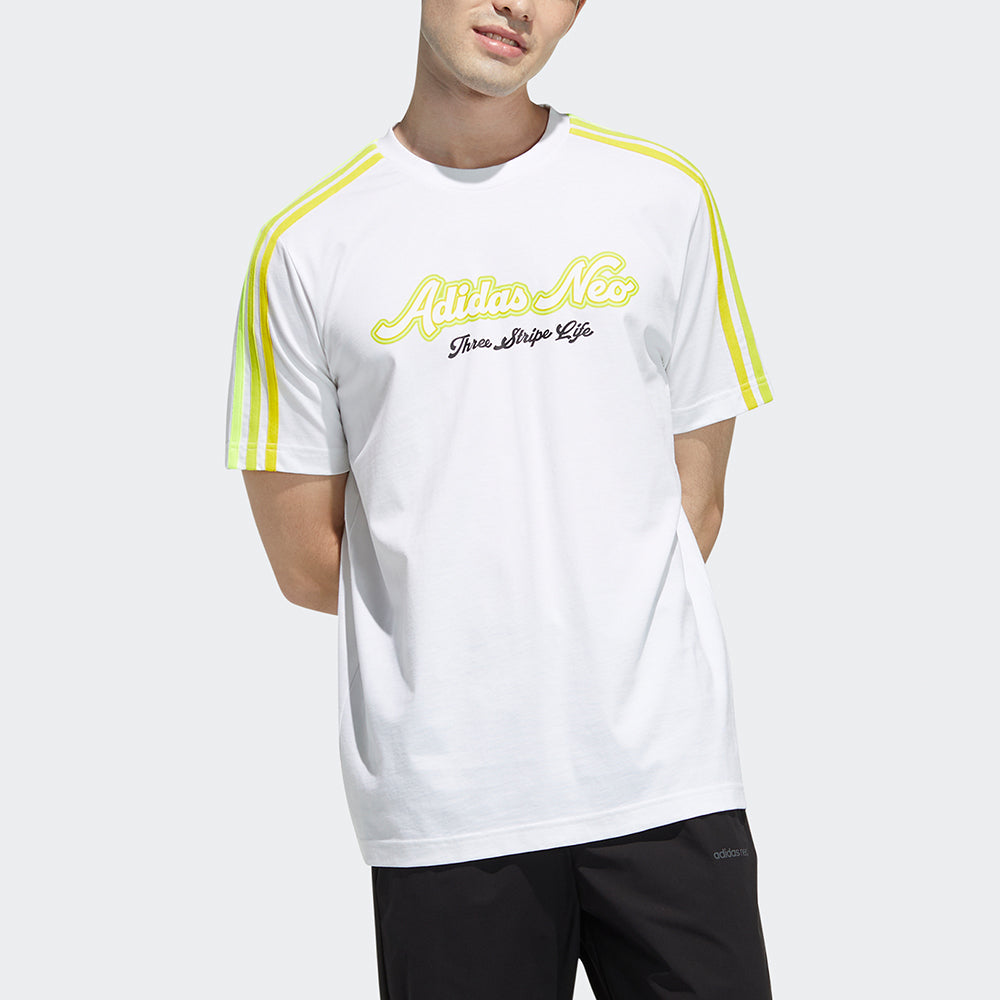 adidas neo M FAV 3S GR T 2 Printing Sports Round Neck Short Sleeve White GP5663