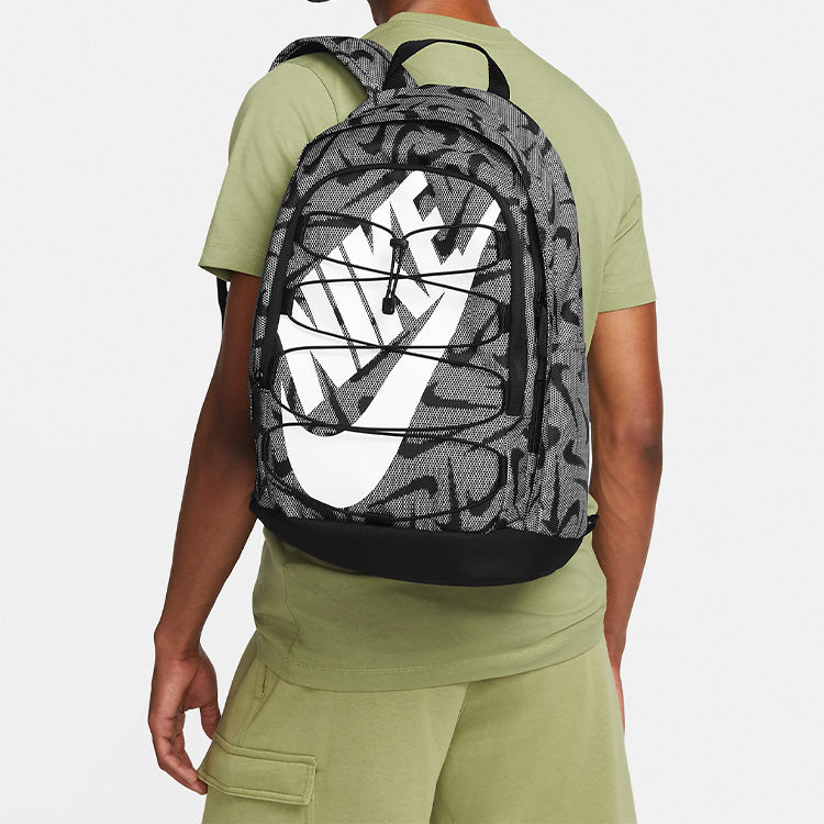 Nike Hayward Full Print logo Athleisure Casual Sports Backpack Schoolbag Student Dark Grey Grayblack DQ5617-010