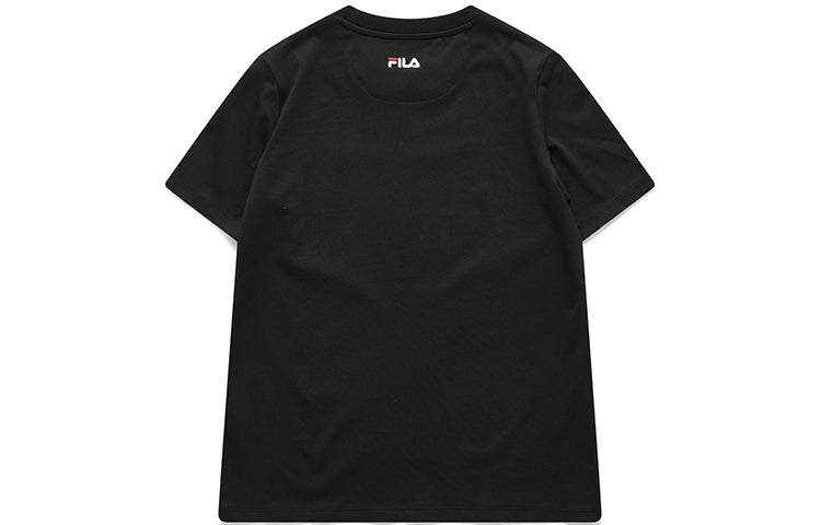 FILA FUSION Alphabet Printing Knit Sports Short Sleeve Black T11W121101F-BK