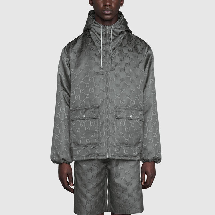 Gucci FW21 Off The Grid Series Full Print Zipper hooded Jacket 'Grey' 657792-ZAEBN-1126