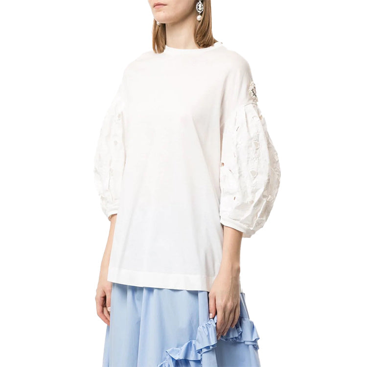 Moncler Genius Embroidered Bubble Sleeve Short Sleeve For White F109W8D702008390X