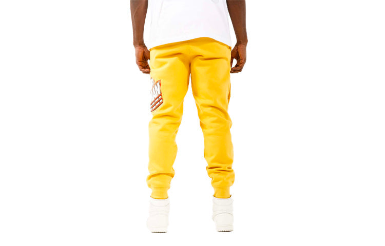 Men's Air Jordan Logo Pattern Printing Fleece Loose Bundle Feet Sports Pants/Trousers/Joggers Yellow DC9608-781