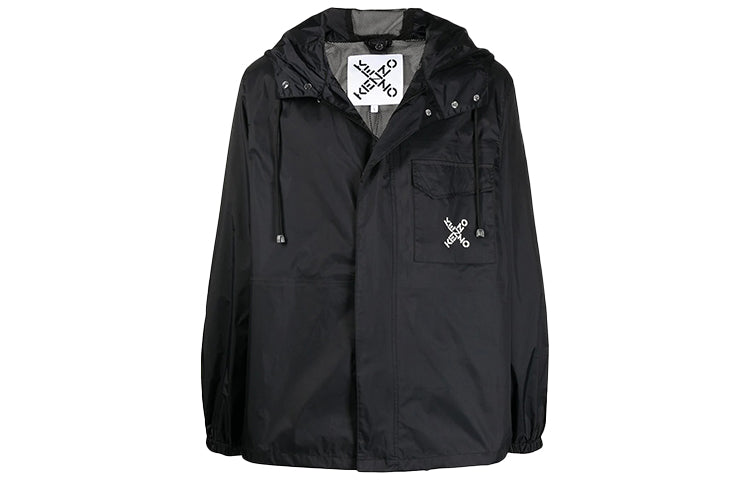 KENZO Men's Large X Logo Rain Jacket Black FB55BL5601NJ-99