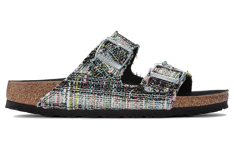 Birkenstock Arizona Rivet Logo Festive Weave Green Narrow Fit Sandals 'Textile Microfibre Vegan' 1023277