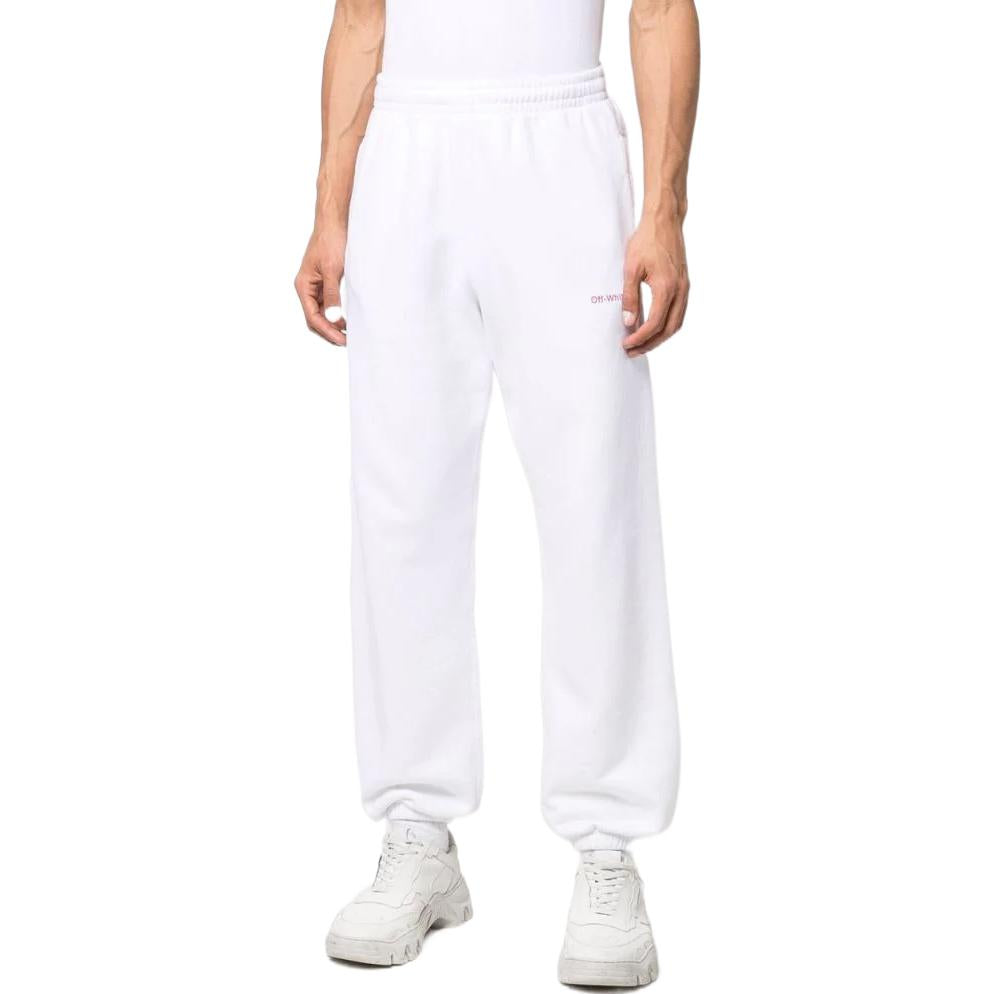 Men's Off-White SS22 Solid Color Arrow Pattern Sports Pants/Trousers/Joggers Loose Fit White OMCH029S22FLE01201320132