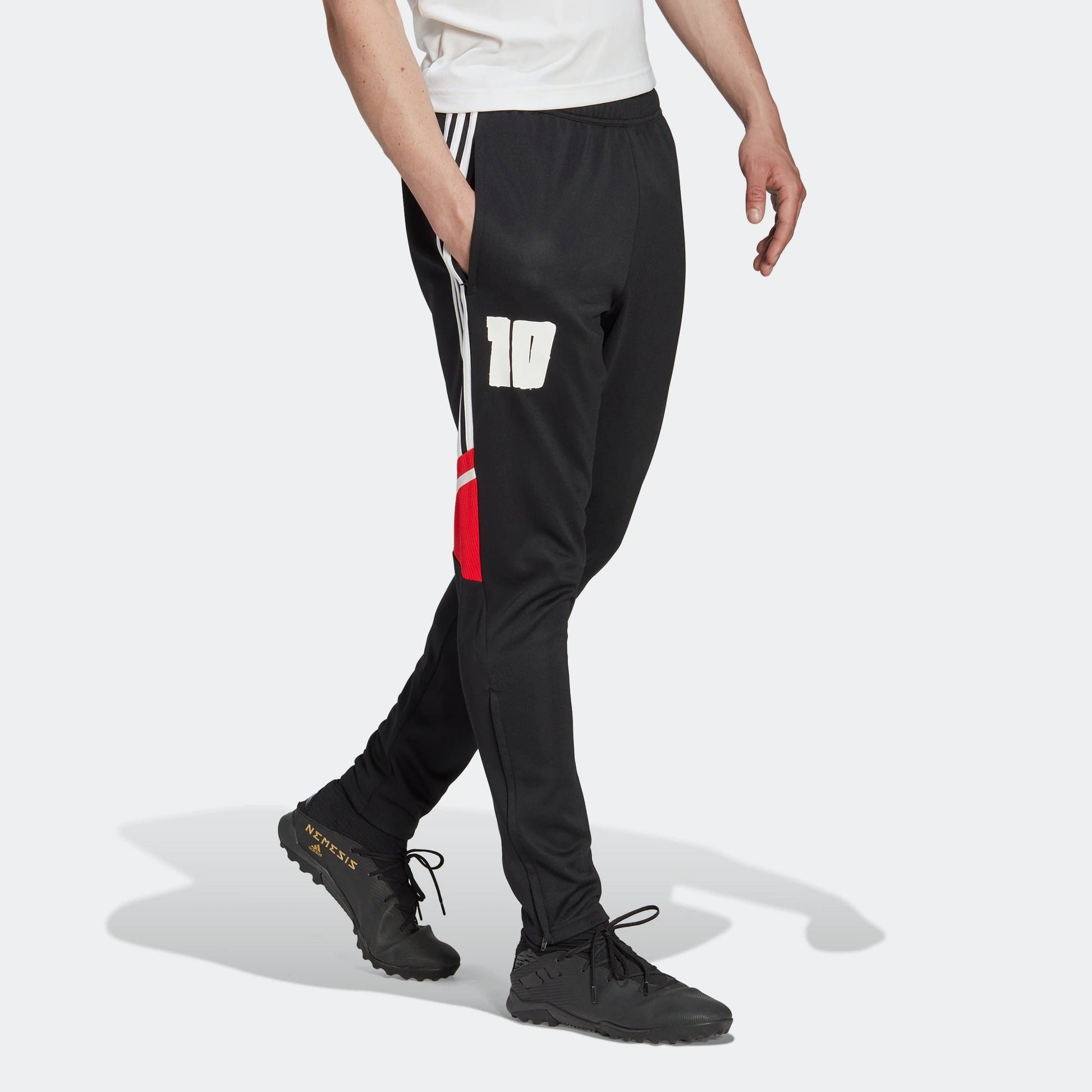 Men's adidas Messi Tk Pnt Stripe Alphabet Printing Elastic Waistband Bundle Feet Sports Pants/Trousers/Joggers Black HI3779
