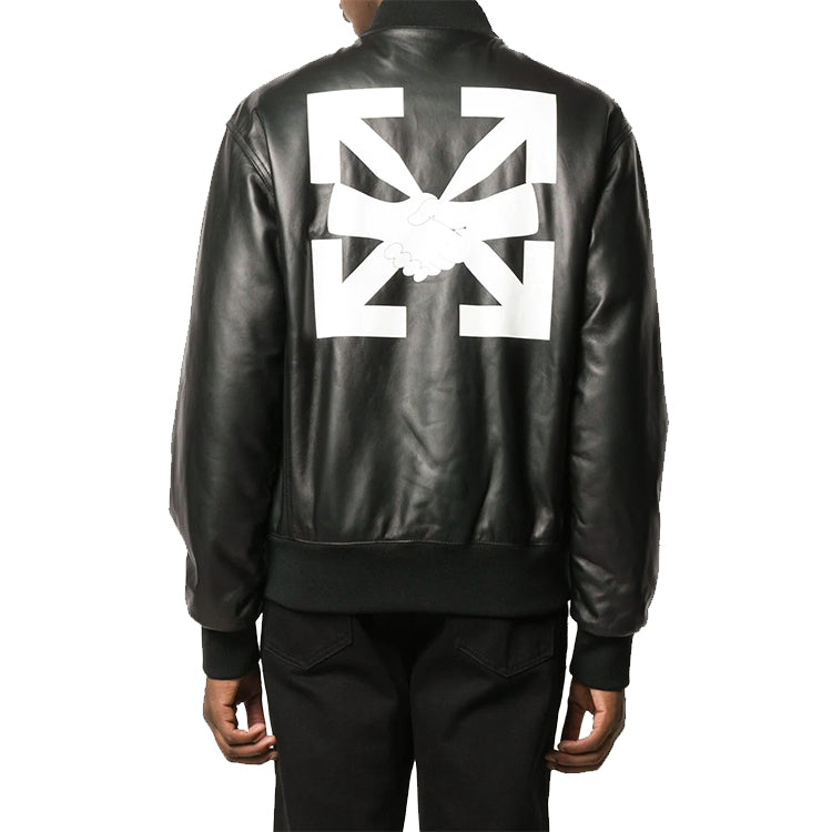 Off-White Agreement Leather Bomber Jacket OMJA055F20LEA0011001