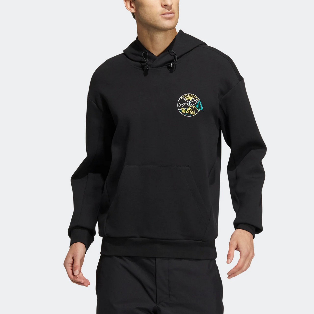 adidas Gfx Hood Swt Back Abstract Pattern Printing Kangaroo Pocket Sports Hooded Long Sleeves Black HN2018