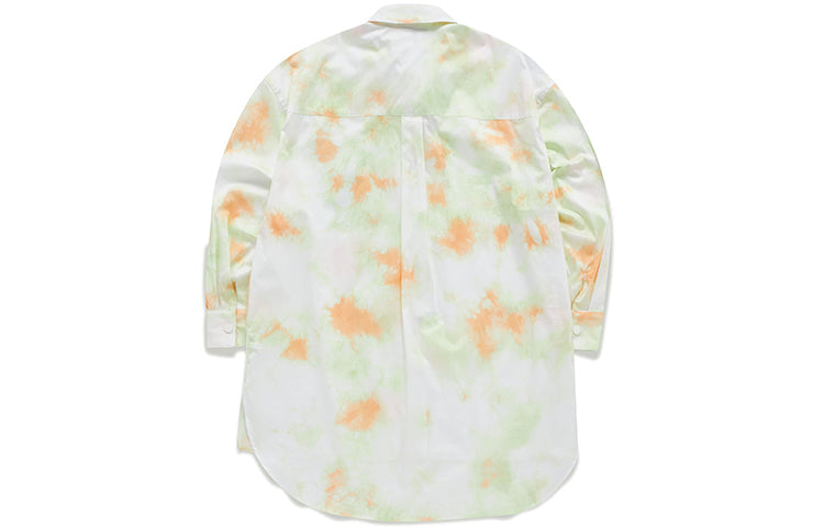 FILA FUSION Tie Dye Printing Loose Casual Long Sleeves Shirt White T11W131401F-WT