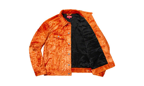 Supreme SS19 Fuzzy Pile Trucker Jacket Orange SUP-SS19-164