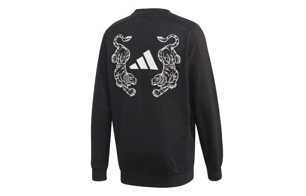 adidas M Tiger Crew logo Printing Long Sleeves Black FS8384
