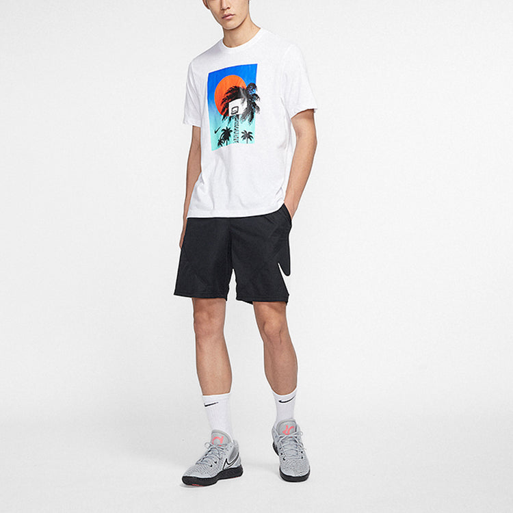Nike Dri-fit Quick Dry Printing Short Sleeve White CV4823-100
