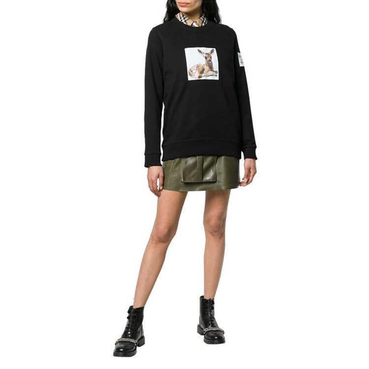 (WMNS) Burberry Printing Round-neck Swea Black 80136711