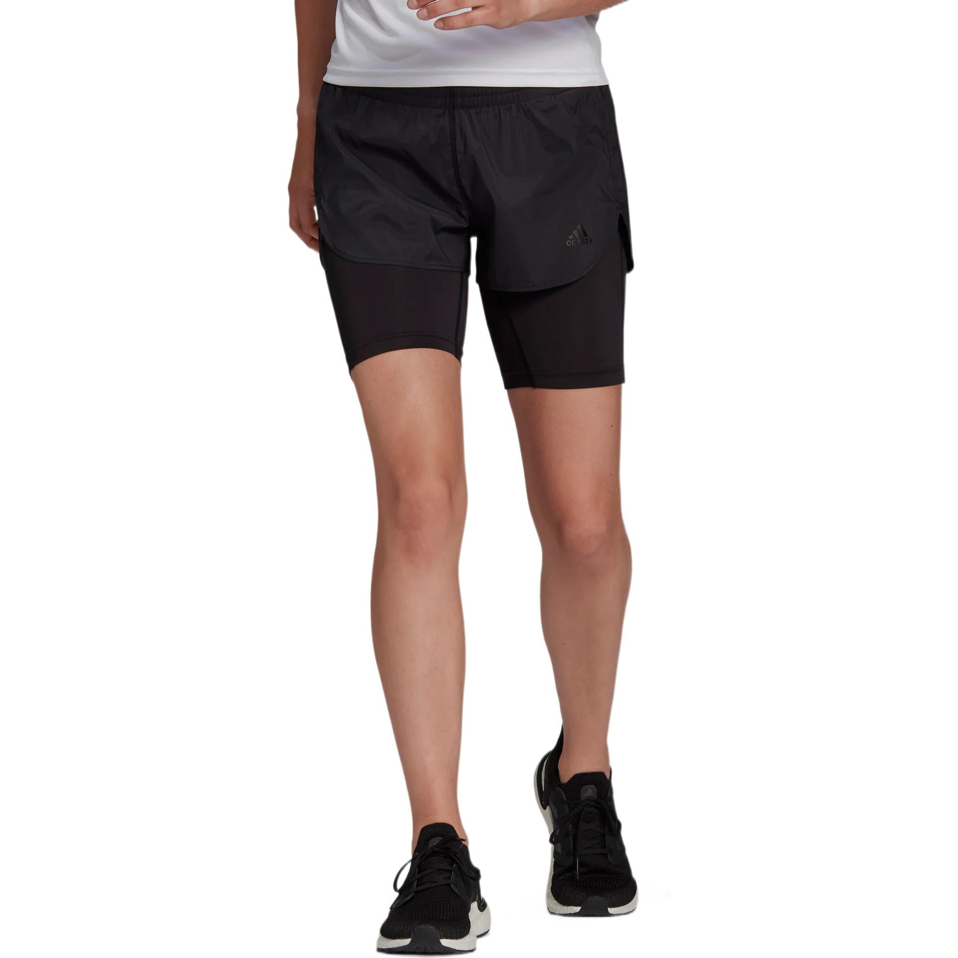 (WMNS) adidas Run Fast Two-in-One Shorts Asia Sizing 'Black' HB9225