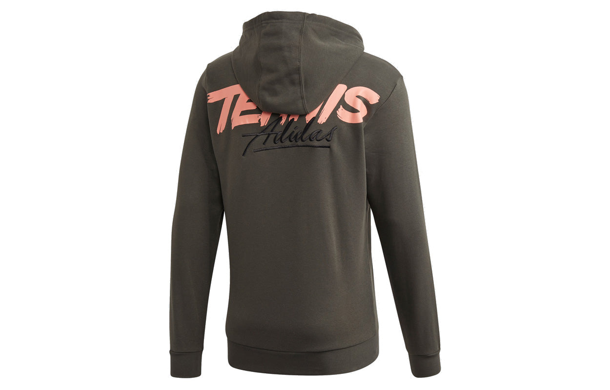 adidas Cat Graph Hood Tennis Sports Pullover Brown FM1191