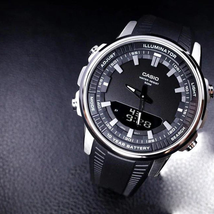 Casio Dress Classic Minimalistic Analog Watch 'Metallic Black Silver' AMW-880-1AV
