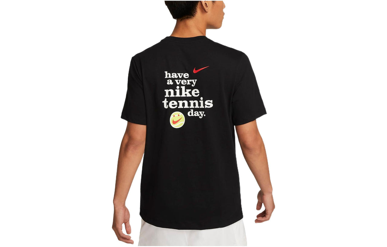 Men's Nike Smiling Face Printing Casual Round Neck Short Sleeve Black T-Shirt DR7726-010