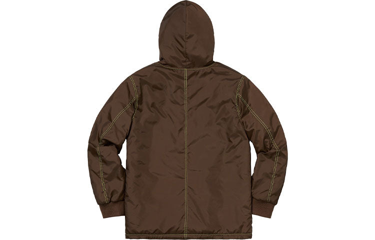 Supreme FW18 Sherpa Lined Nylon Zip Up Jacket Brown SUP-FW18-502