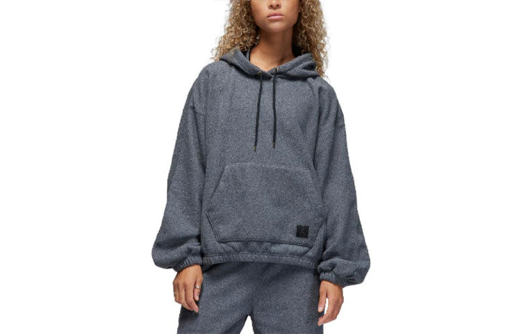 (WMNS) Air Jordan Flight Fleece Winterized Hoodie 'Black Heather' FD7237-010