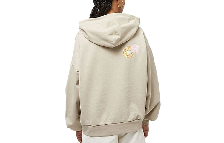 (WMNS) Converse Flora Logo Hoodie Asia Sizing 'Beige' 10025521-A02