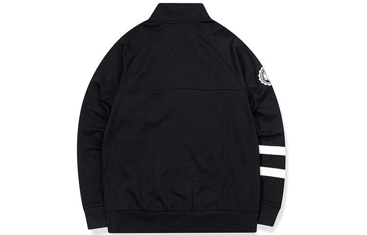 FILA FUSION Alphabet Logo Printing Knit Stand Collar Jacket Black T11M035501F-BK