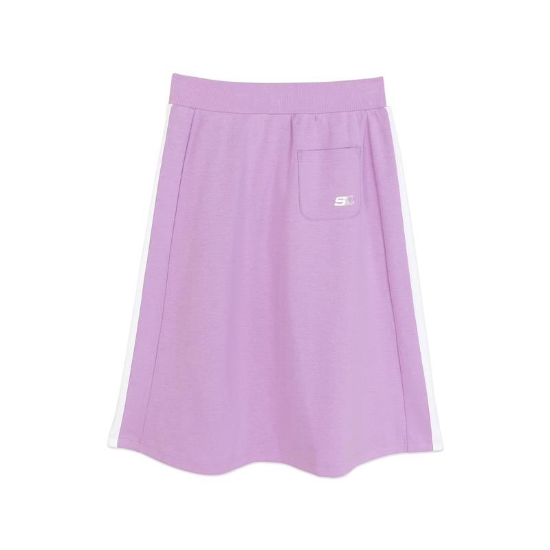 (WMNS) Skechers Contrast Patchwork Logo Printed Waist Skirt 'Purple' L420W145