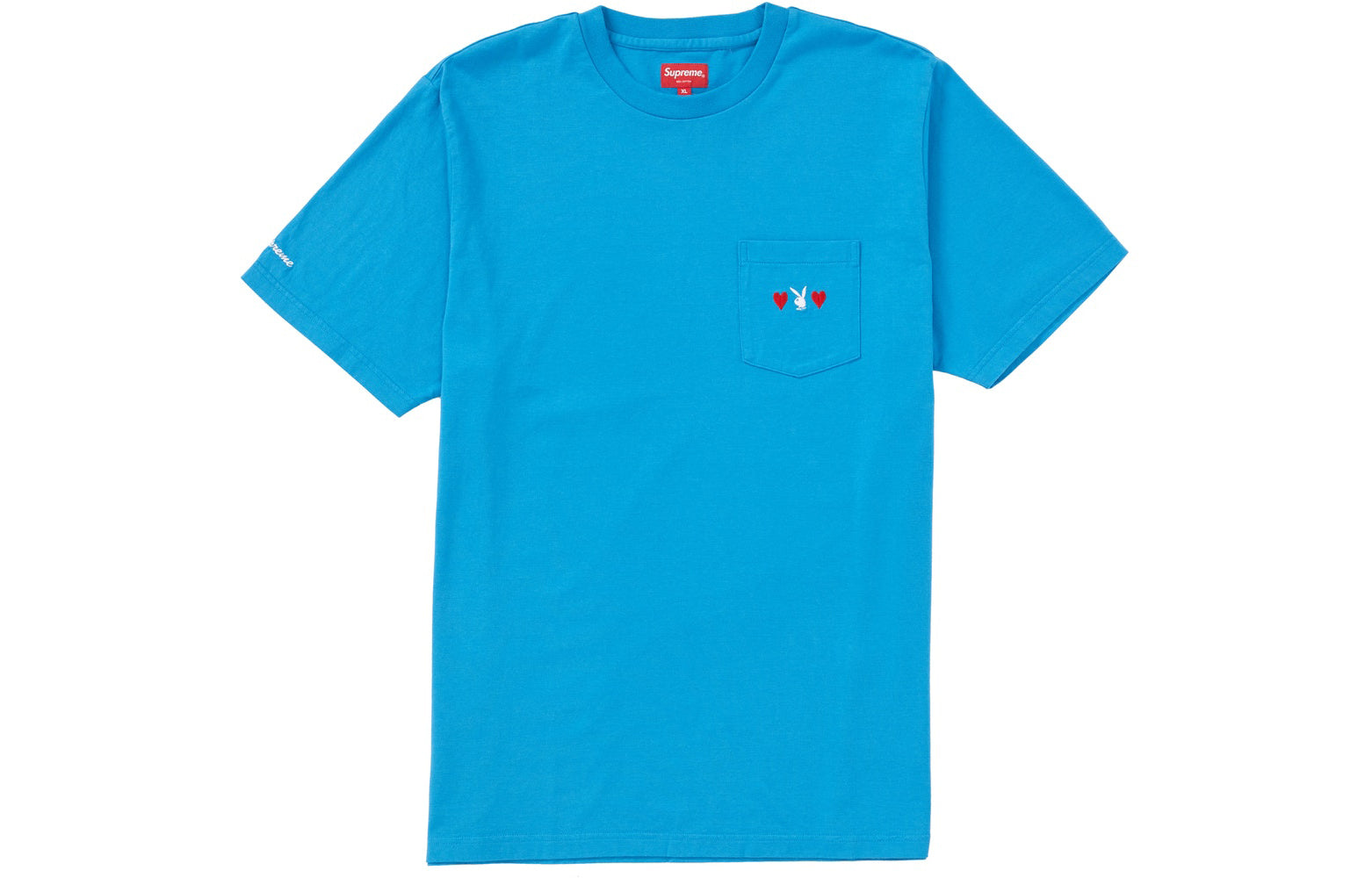 Supreme FW18 x Playboy Pocket Tee Royal Crossover Solid Color Unisex Blue SUP-FW18-635
