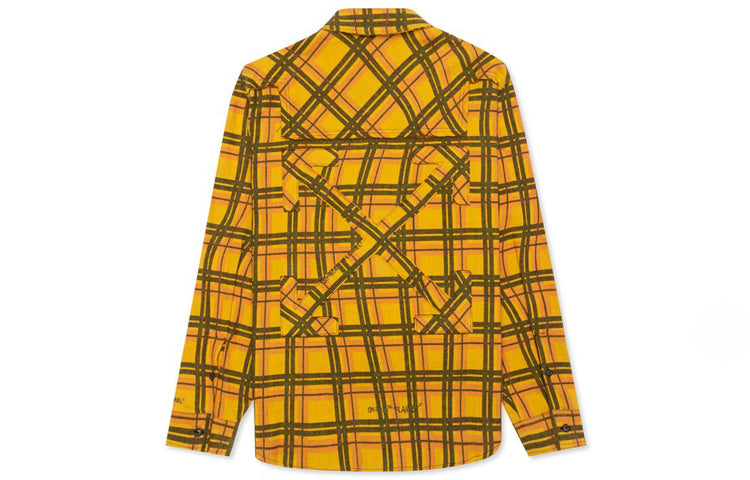 Men's Off-White Plaid Yellow Shirt OMGA098S20H480206000