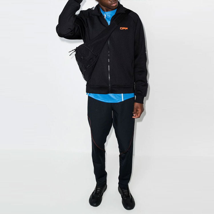Off-White FW21 Zipper Long Sleeves Sports Jacket Slim Fit Version Black OMVC005I21FAB0011020