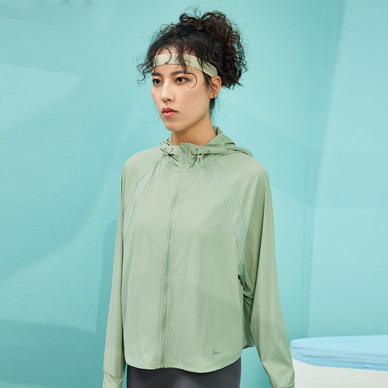 (WMNS) Reebok Woven Zipper Sun Protection Jacket 'Green' 23RCS106WGL3