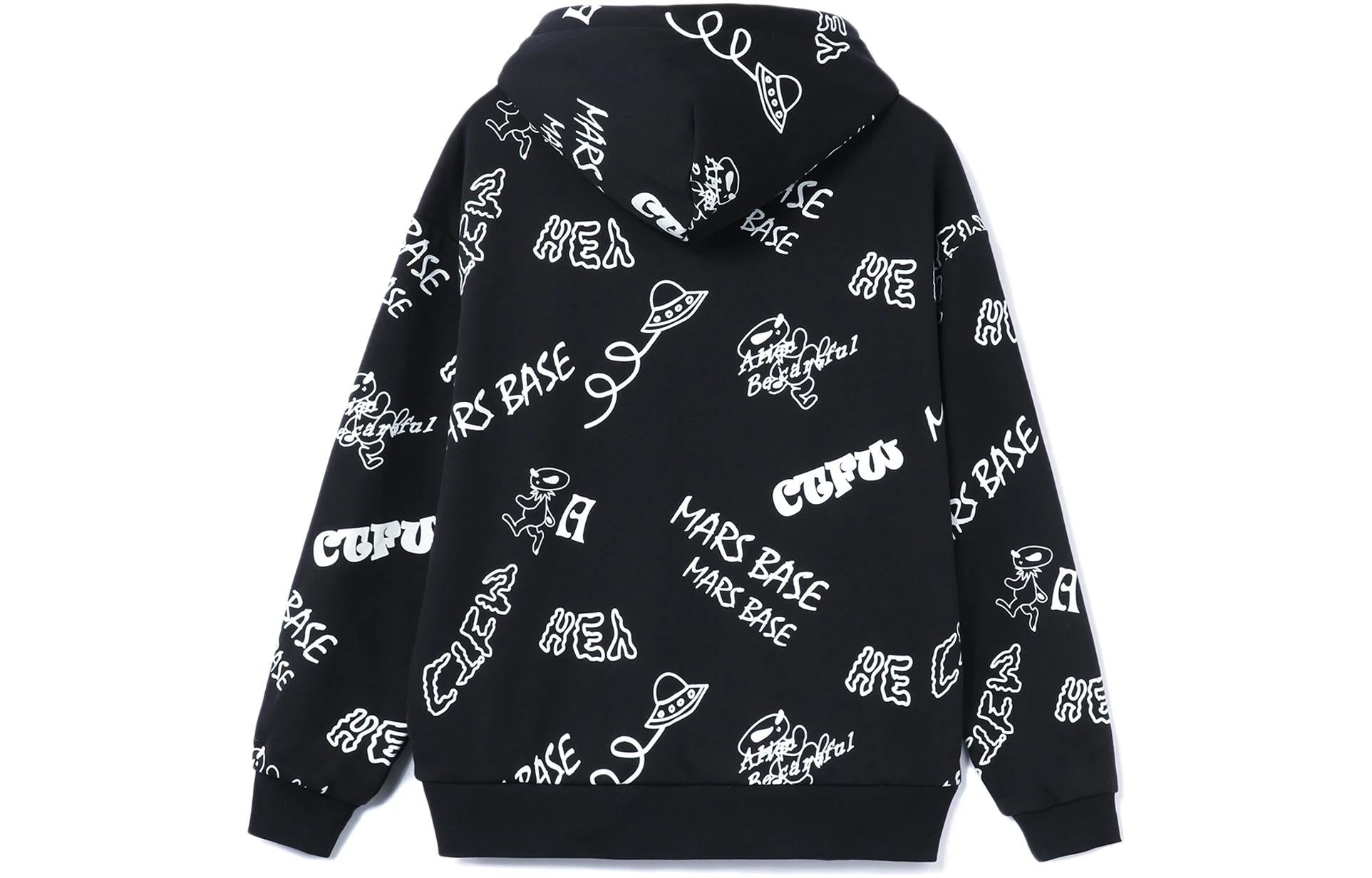 Li-Ning Counterflow Mars All-Over Print Hoodie Asia Sizing 'Black White' AWDRD71-3