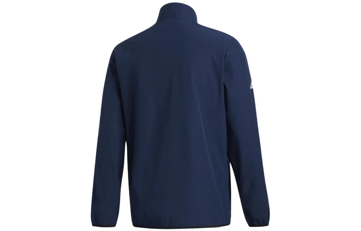 Men's adidas Golf Core Solid Color Zipper Sports Stand Collar Windproof Jacket Blue GD0834