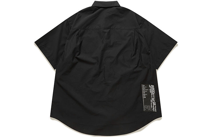 FILA FUSION Loose Woven Short Sleeve Shirt Black T11M021403FBK