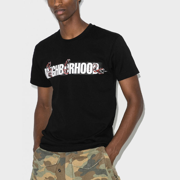 Men's NEIGHBORHOOD Rattlesnake Printing Short Sleeve Black 201PCNHST15