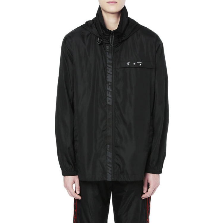 Off-White SS21 Logo Printing Hooded Jacket Black OMEB014R21FAB0011001
