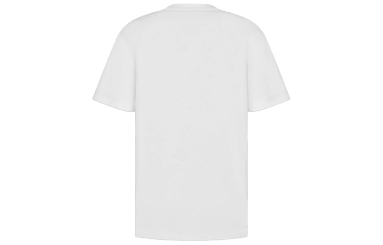 Men's DIOR SS21 Logo Pattern Round Neck Pullover Short Sleeve White 183J685A0677-C085
