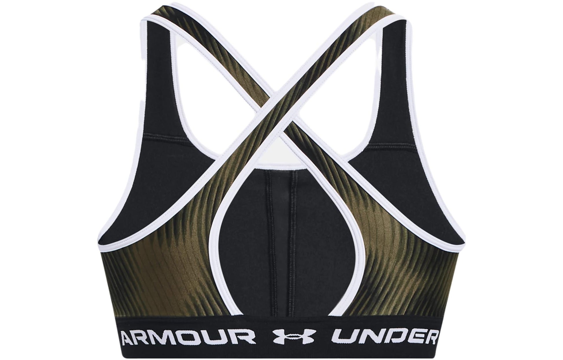 (WMNS) Under Armour Crossback Mid Printed Sports Bra 'Olive Green' 1361042-390
