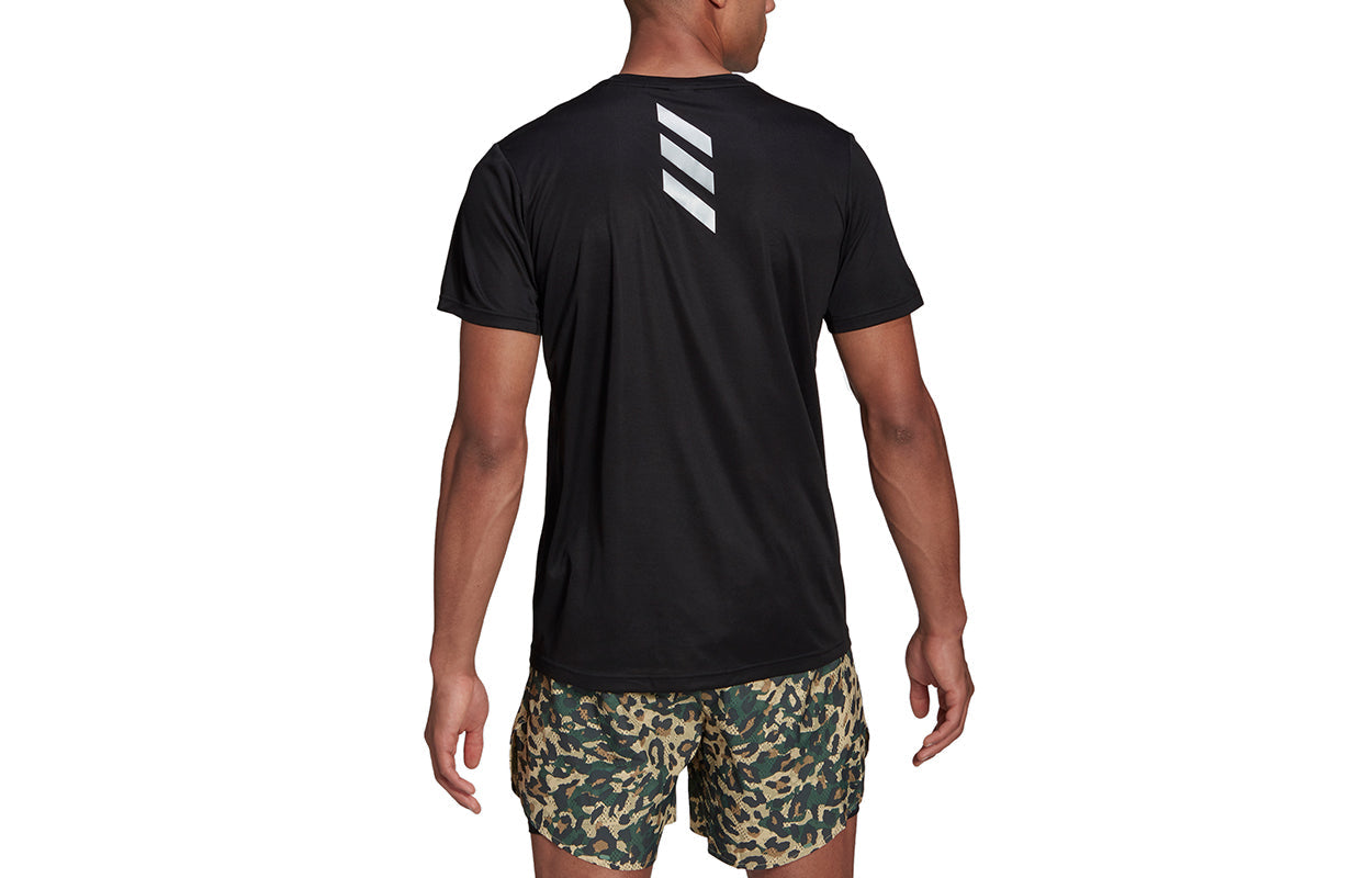 adidas Pblue Tee Men Reflective Printing Running Sports Short Sleeve Black GN5707