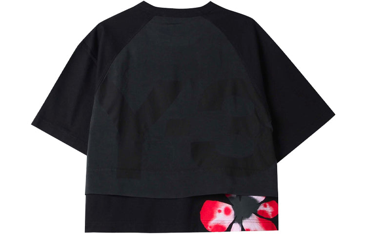(WMNS) Y-3 SS21 Rear Printing Pattern Logo Cotton Round Neck Short Sleeve Black GT5309