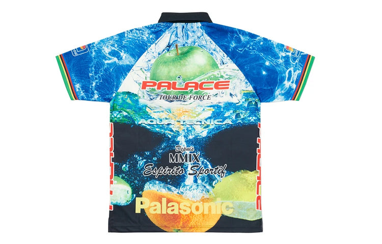 PALACE Fruit Printing Half Zipper Short Sleeve Unisex Blue P19ES099